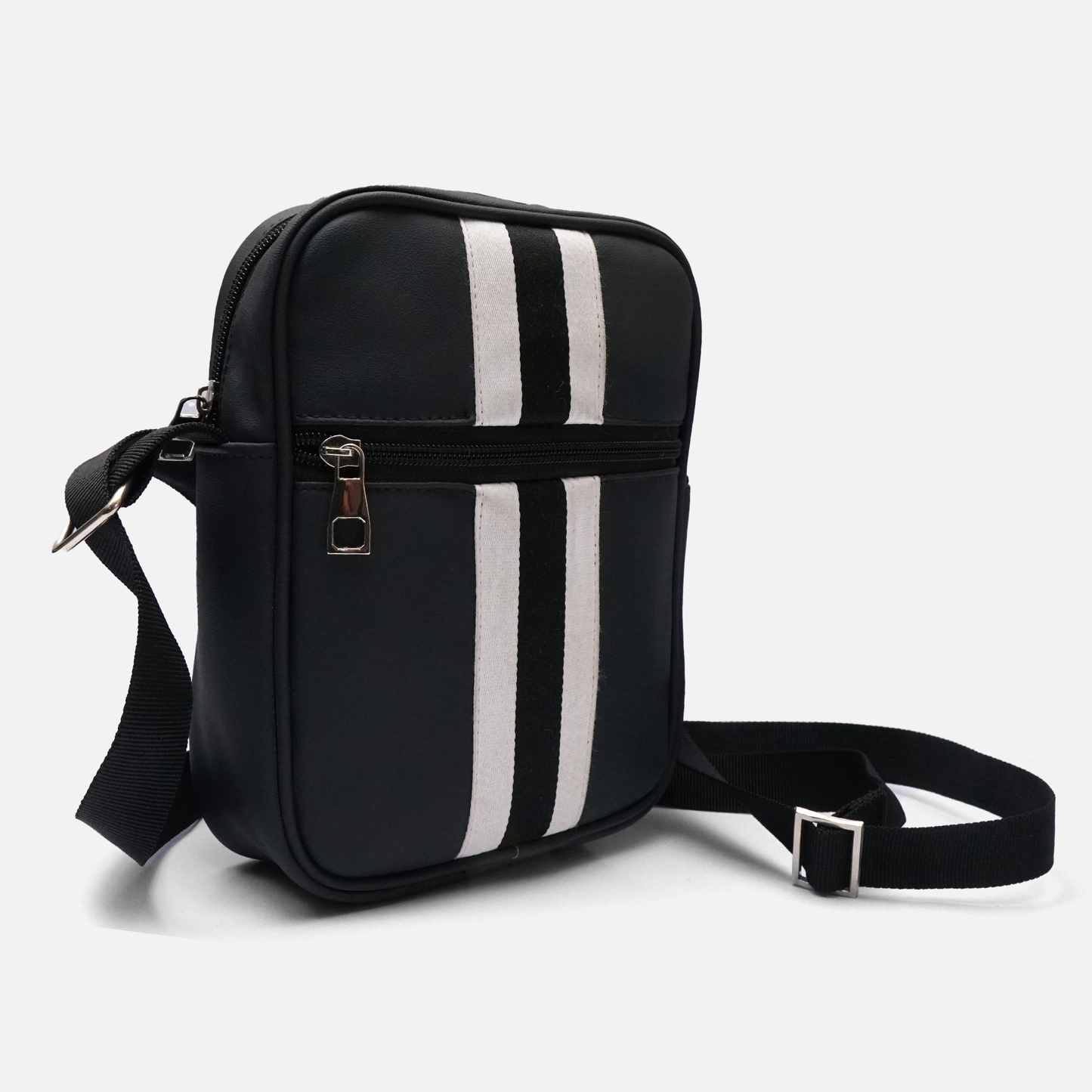 White and black stripe cross body bag