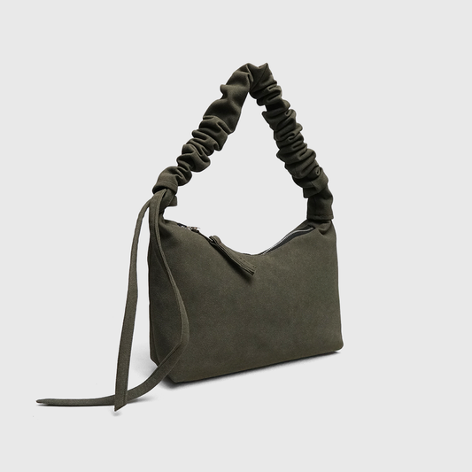 Olive Ruched Shoulder Bag