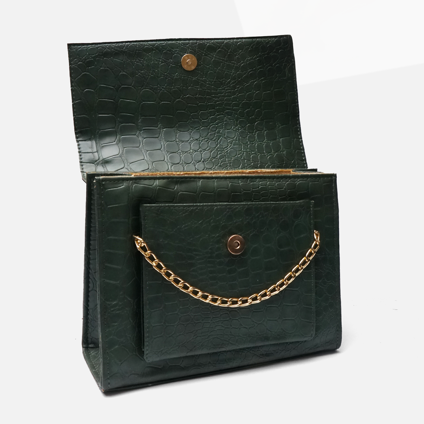 Croc-Embossed Olive handbag