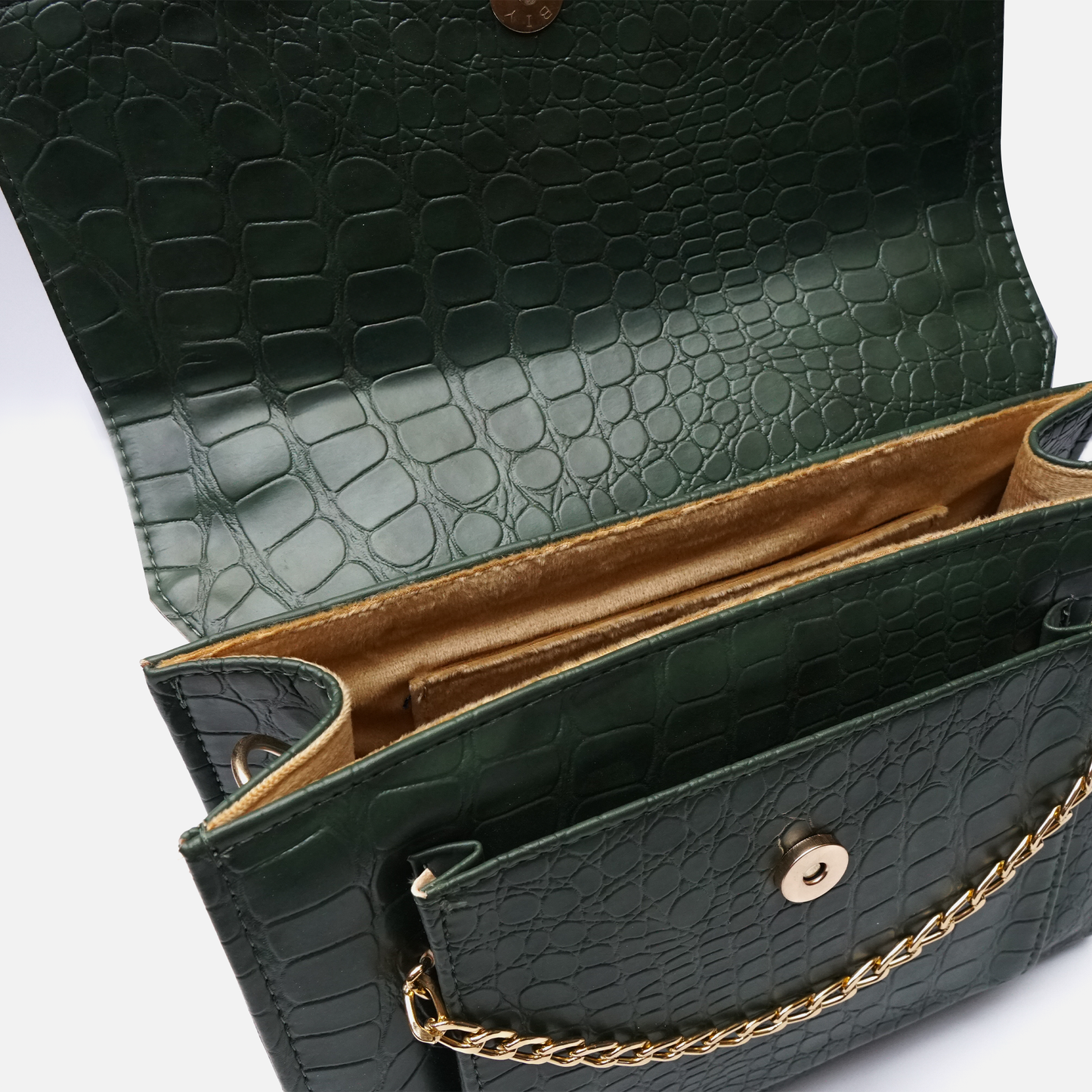 Croc-Embossed Olive handbag