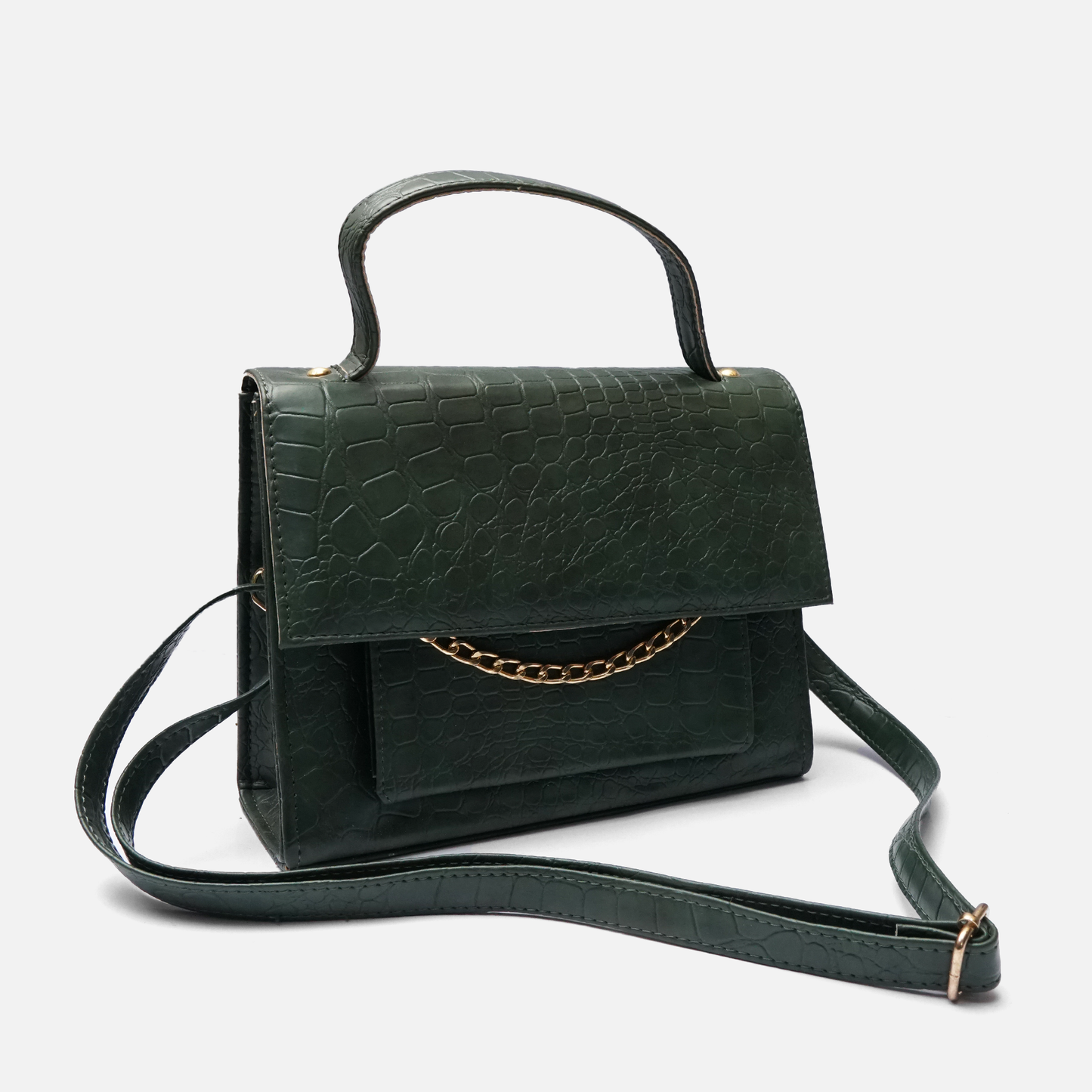 Croc-Embossed Olive handbag