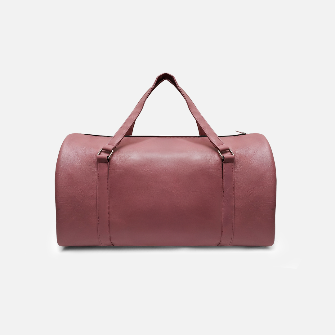 Burgundy duffle bag
