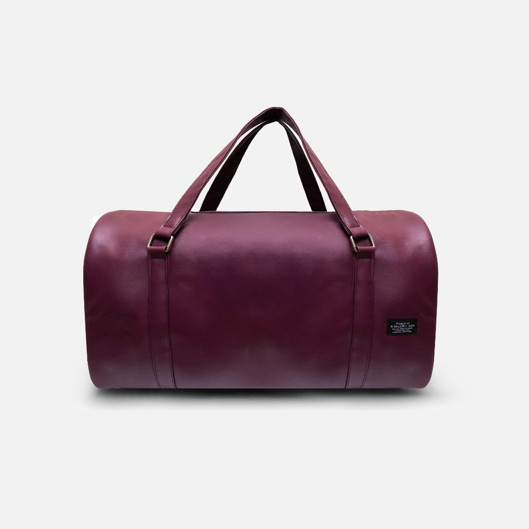 Burgundy duffle bag