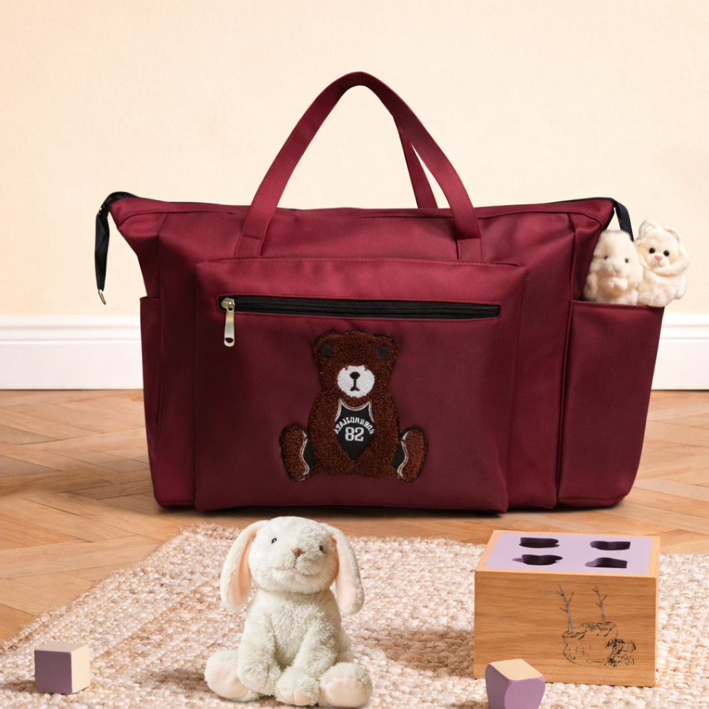 Organized storage inside baby diaper bag