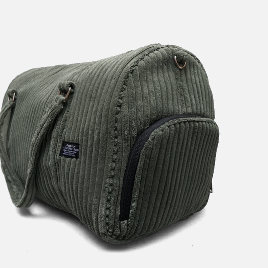 cozy ribbed corduroy duffle bag olive green gym travel bag