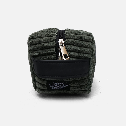 Olive ribbed toiletry bag