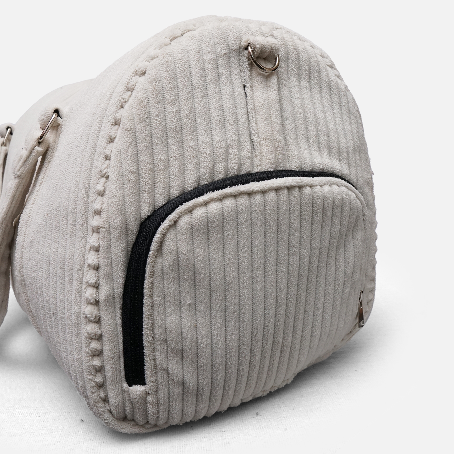 white textured corduroy duffle bag large capacity