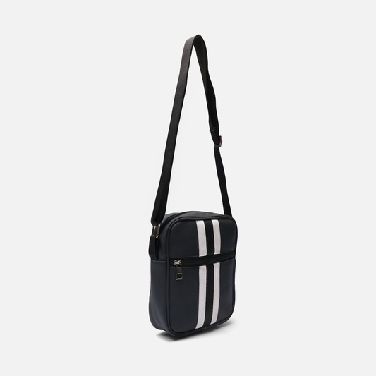 White and black stripe cross body bag