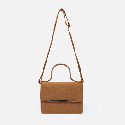 Camel suede Minimalist Shoulder & Crossbody Bag
