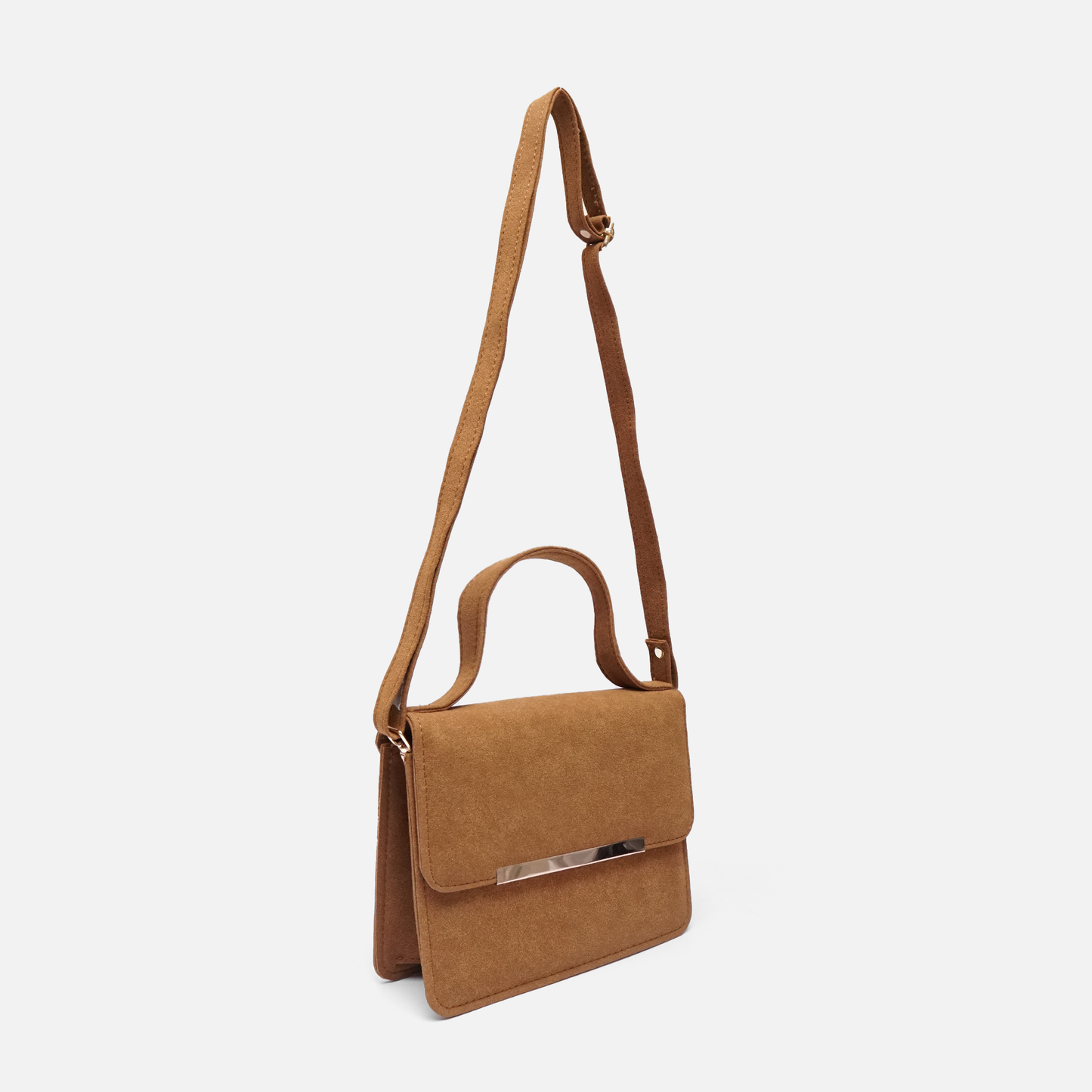 Camel suede Minimalist Shoulder & Crossbody Bag