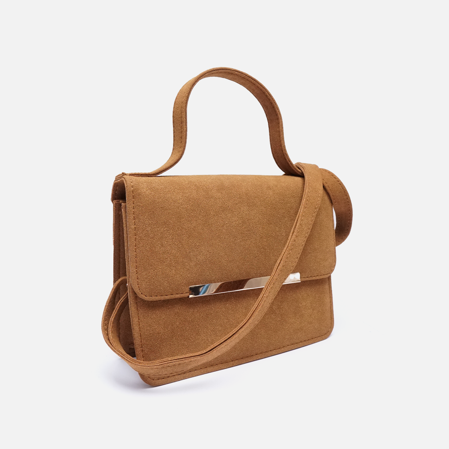 Camel suede Minimalist Shoulder & Crossbody Bag