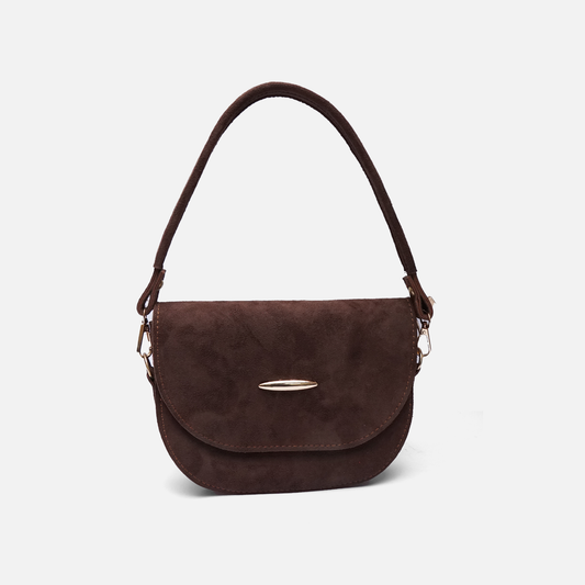 Suede brown saddle bag
