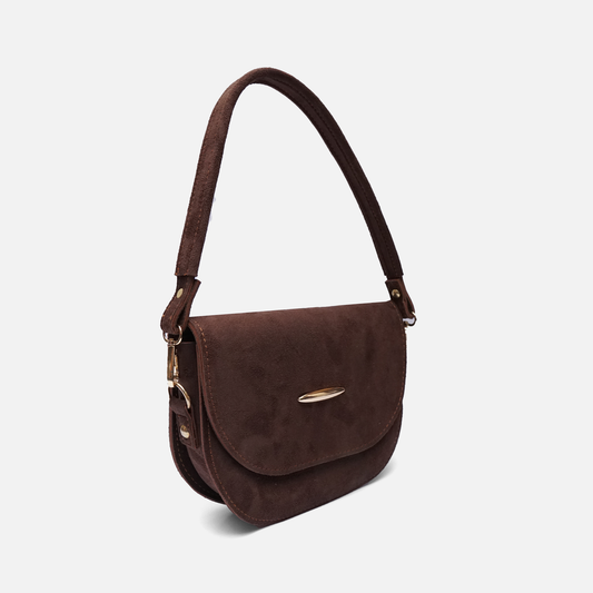 Suede brown saddle bag