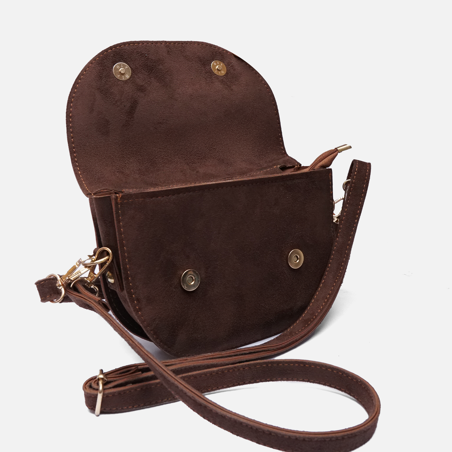 Suede brown saddle bag