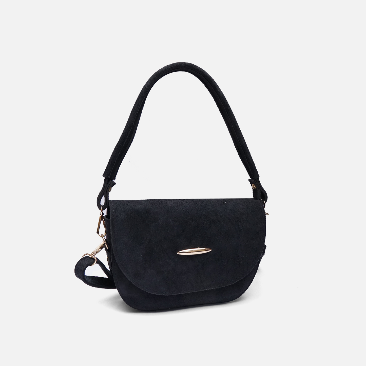 suede black saddle bag