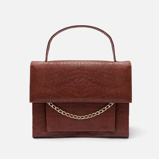 Croc-Embossed Burgundy shade bag