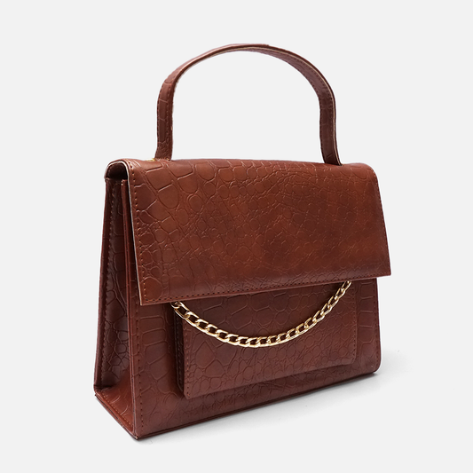 Croc-Embossed Burgundy shade bag