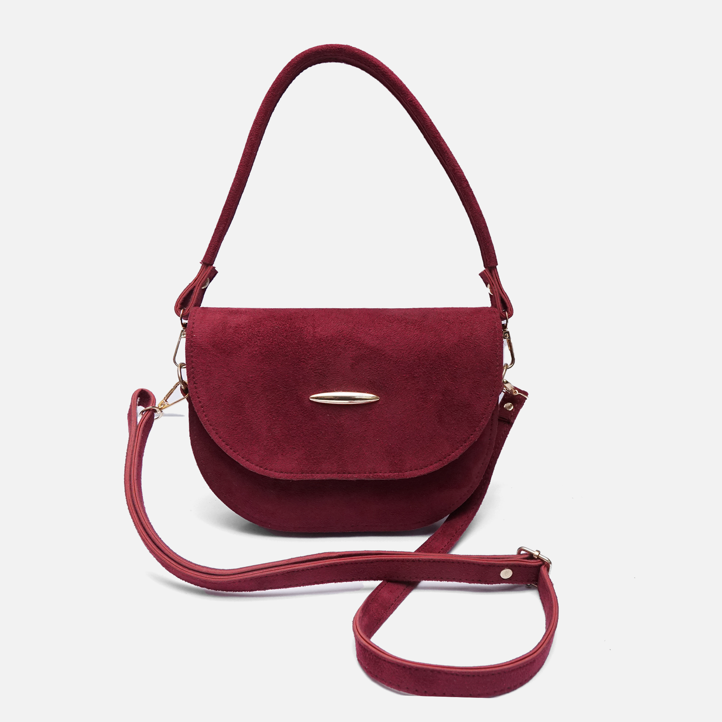 Suede Burgundy saddle bag