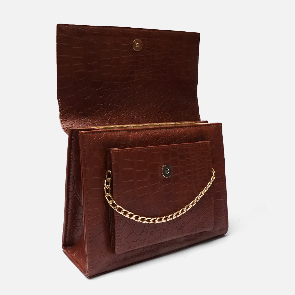 Croc-Embossed Burgundy shade bag