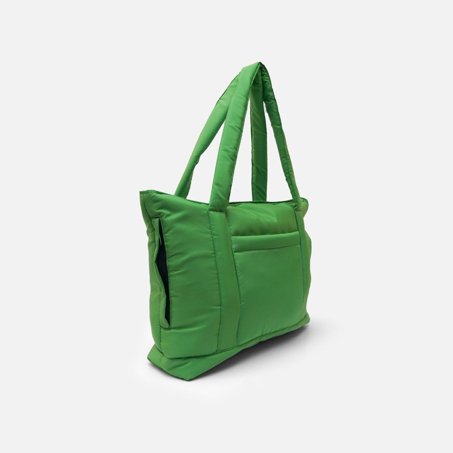 Forest green puffy tote bag