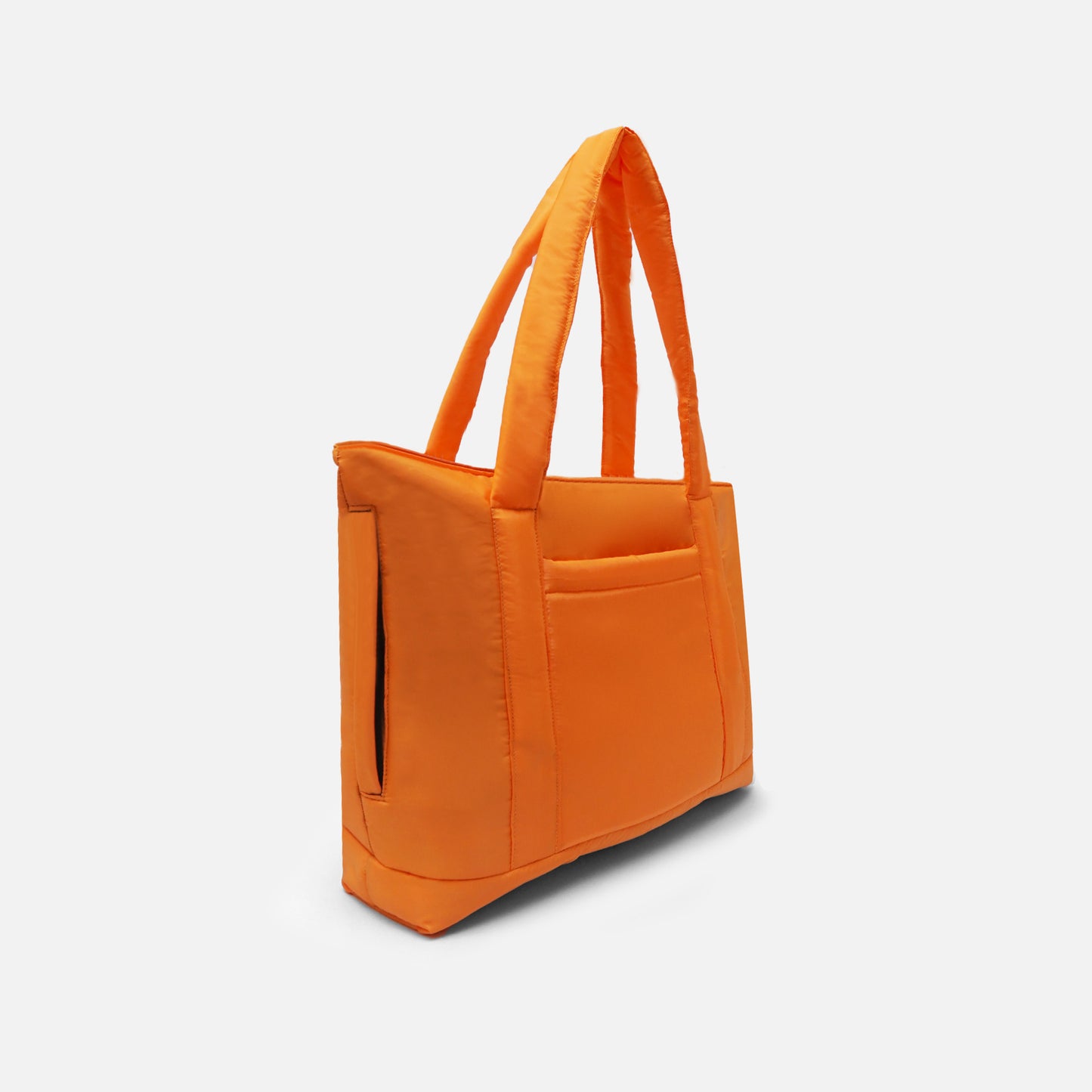 Pure orange puffy tote bag