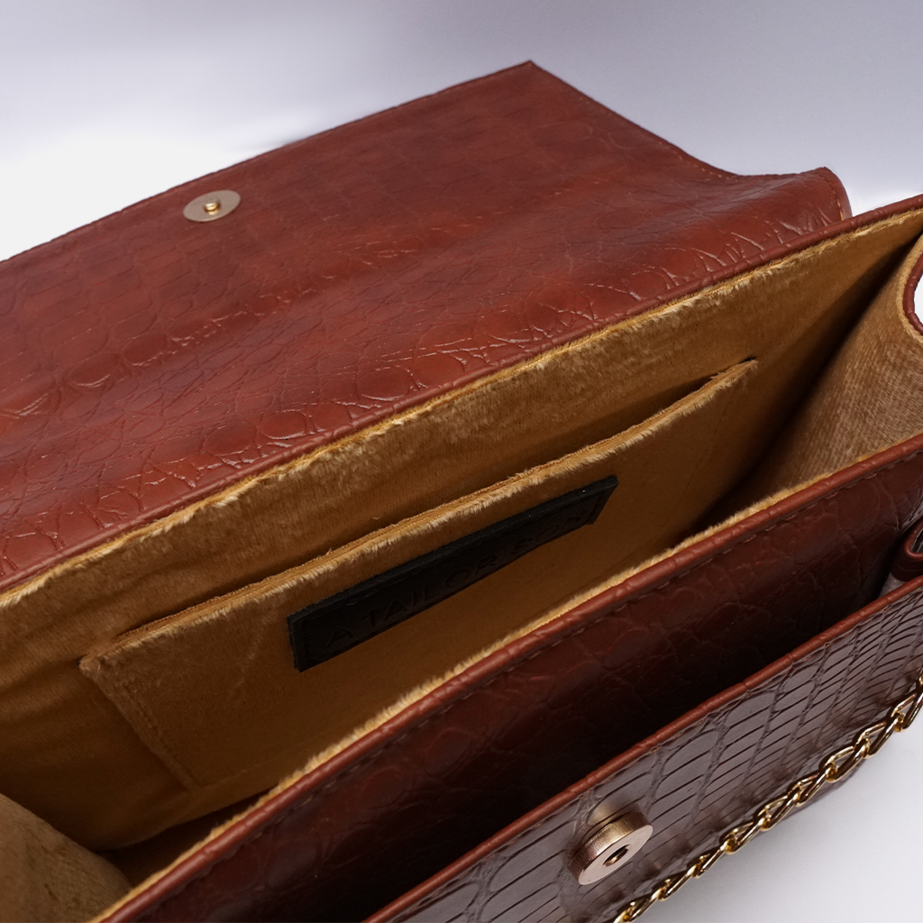 Croc-Embossed Burgundy shade bag