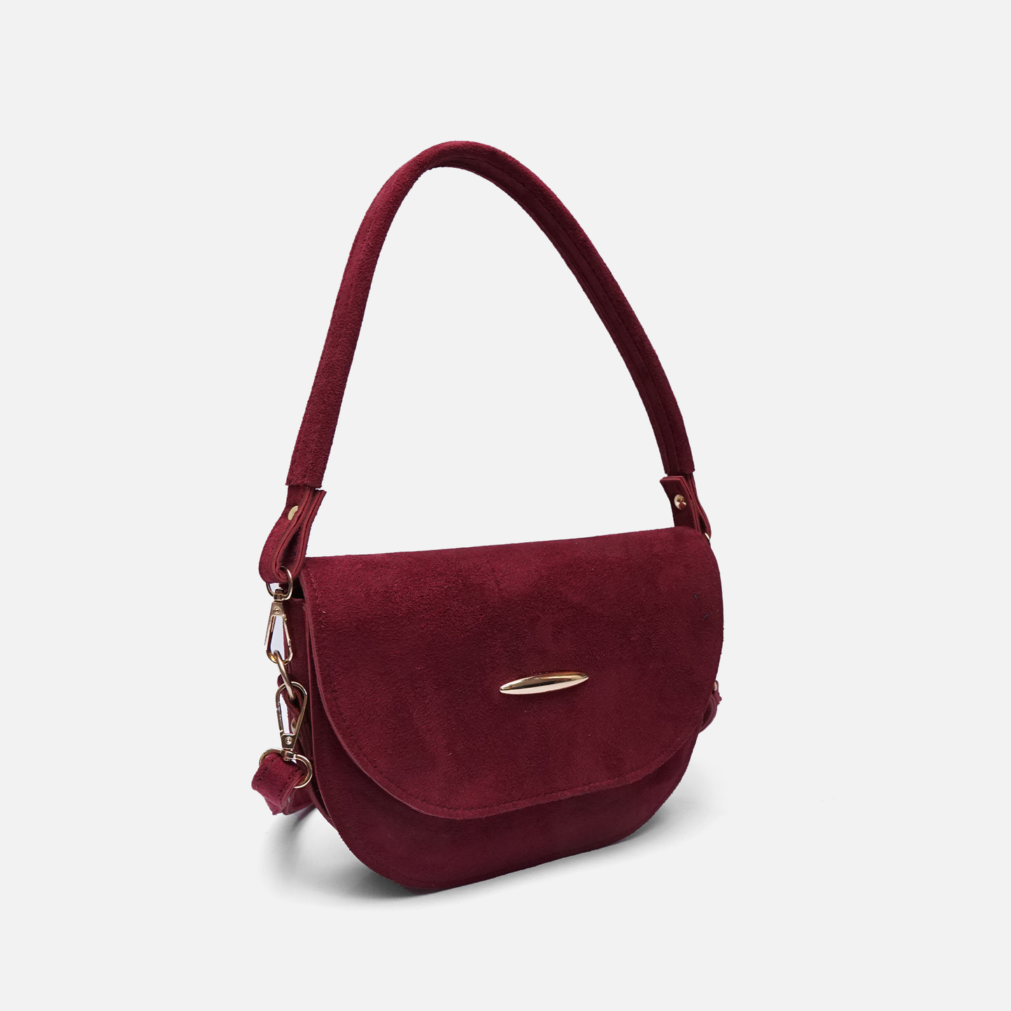 Suede Burgundy saddle bag