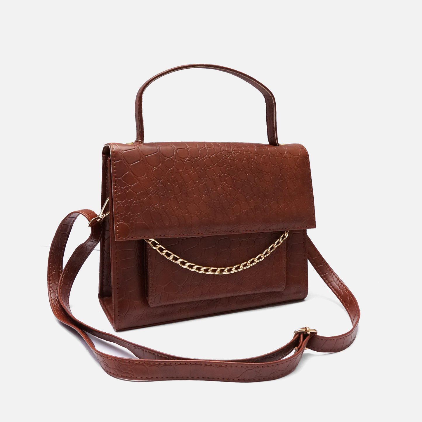 Croc-Embossed Burgundy shade bag