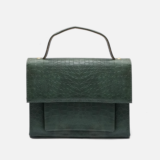 Croc-Embossed Olive handbag