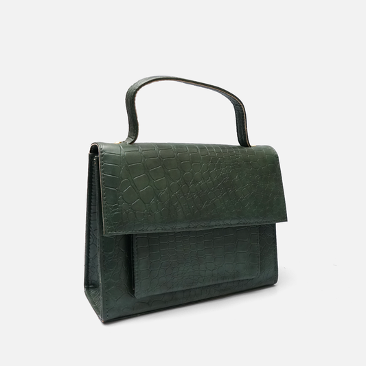 Croc-Embossed Olive handbag