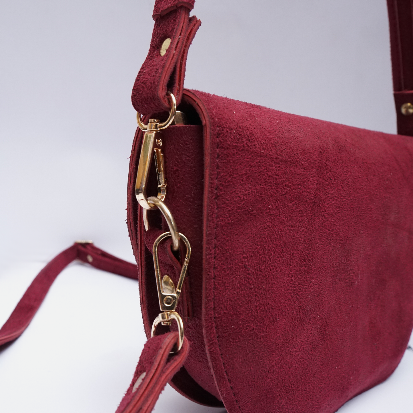 Suede Burgundy saddle bag