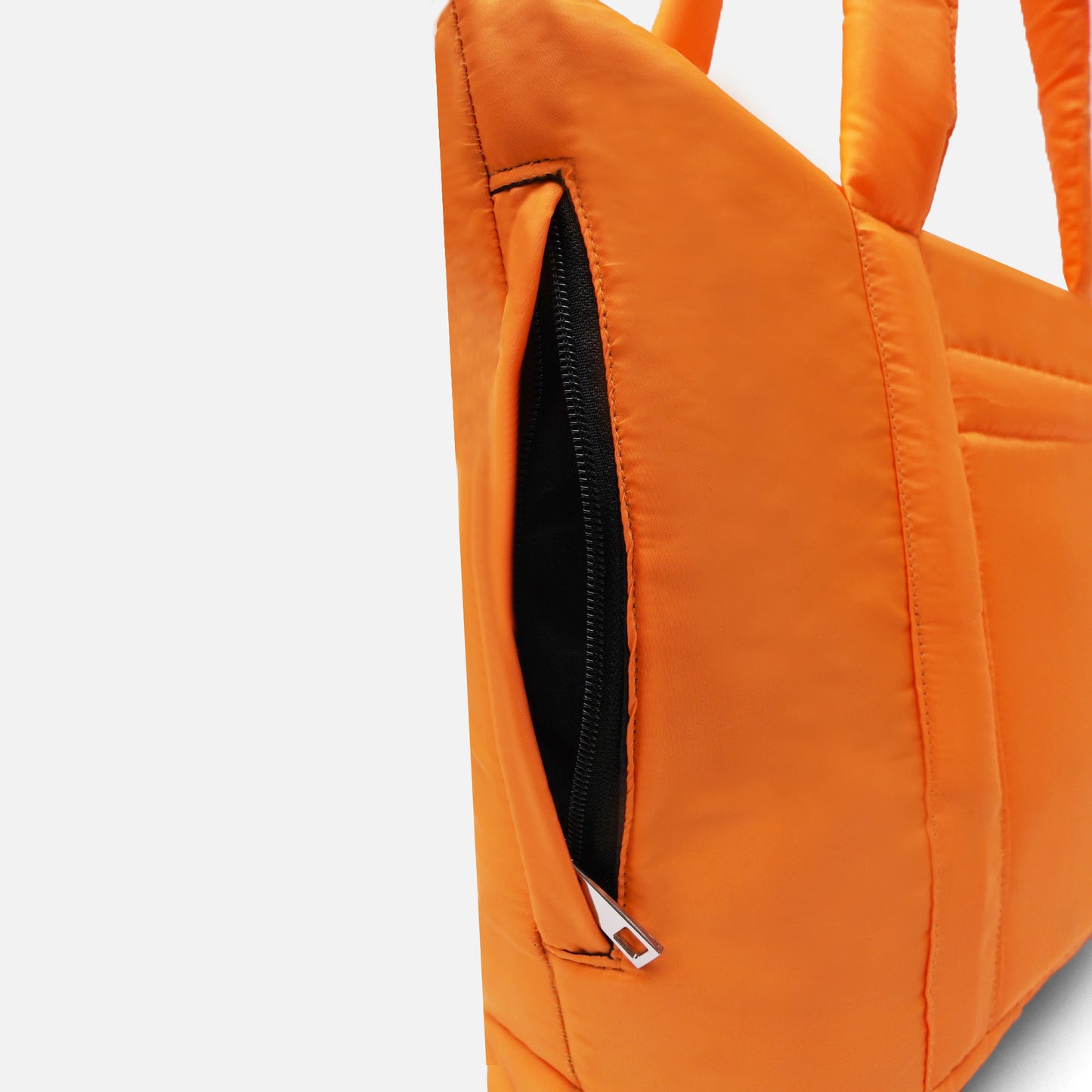 Pure orange puffy tote bag