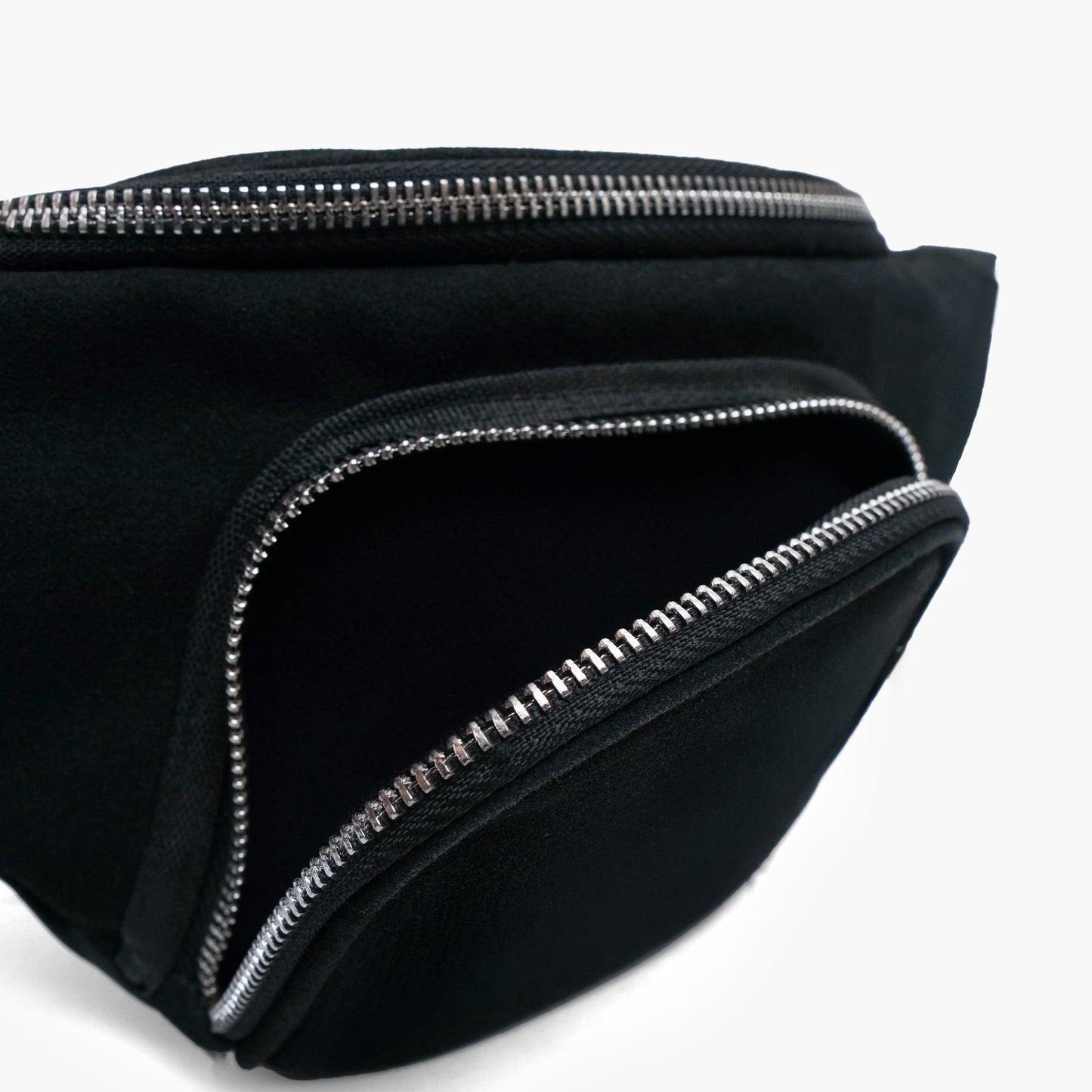 Black croissant suede fanny bag