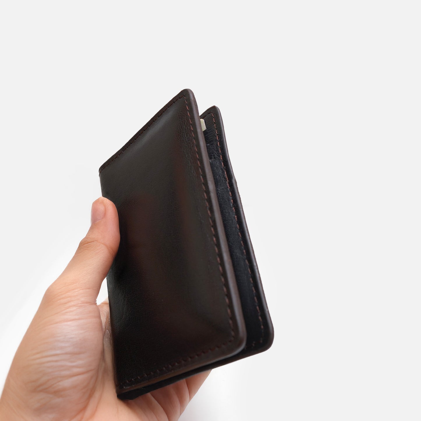 Bi Fold Card Holder Dark brown