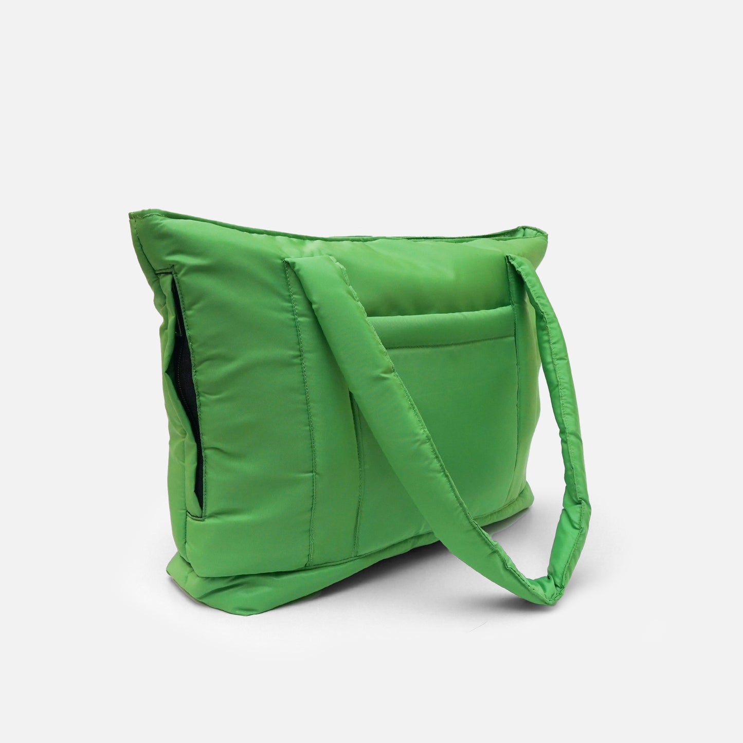 Forest green puffy tote bag