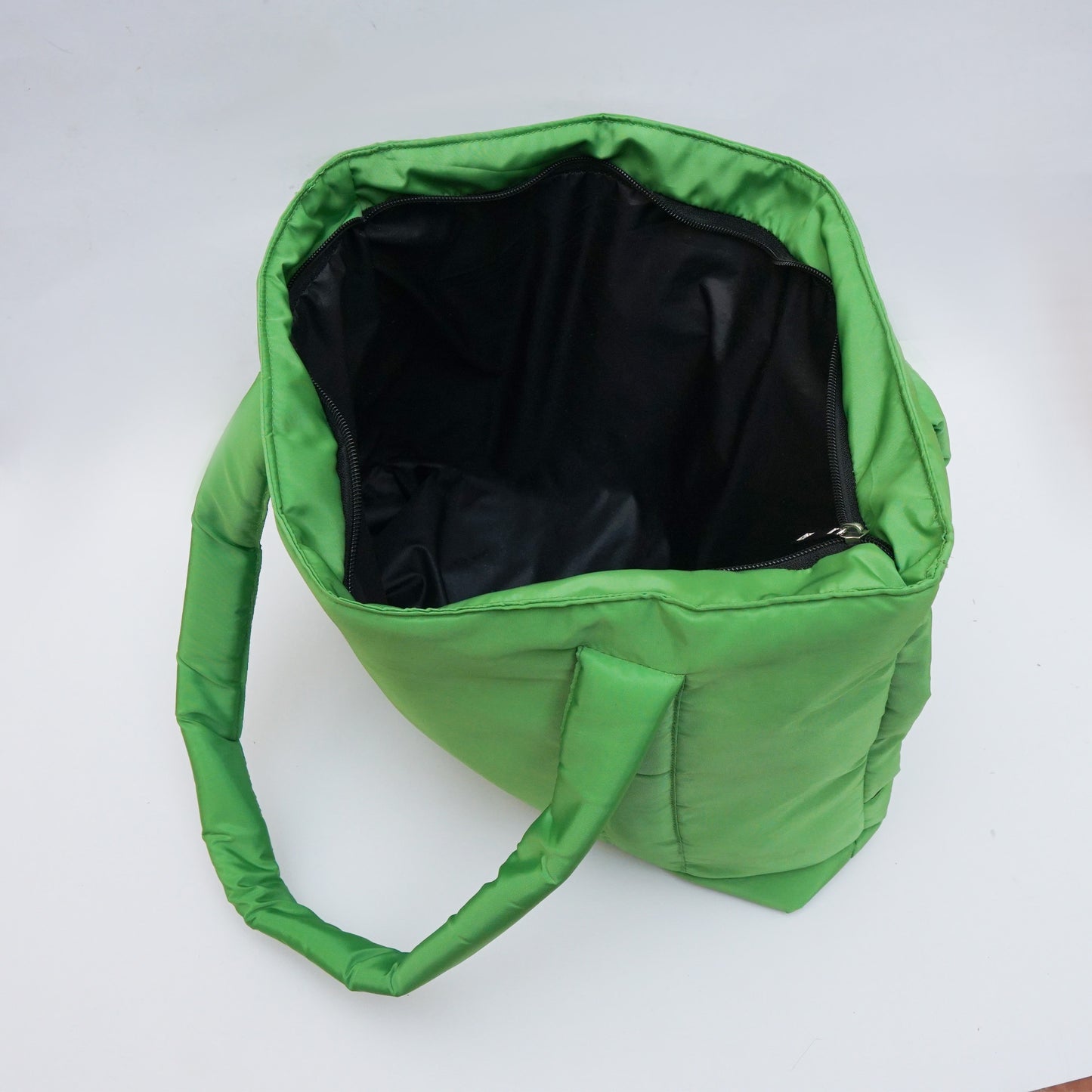 Forest green puffy tote bag