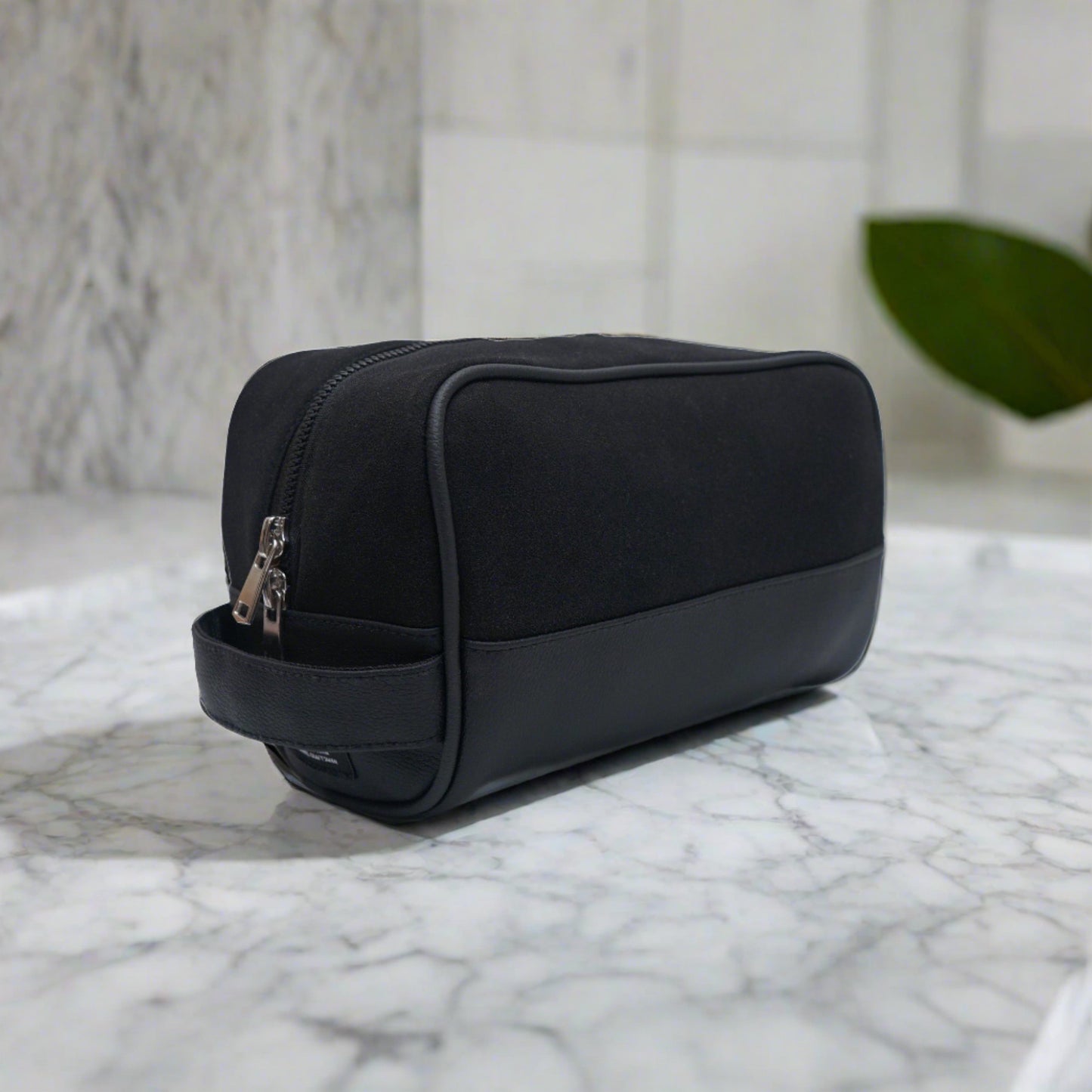 All Black suede toiletry