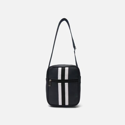White and black stripe cross body bag