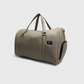 Cream weekender duffle bag with textured faux leather