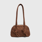 Brown suede shoulder bag with knot detailing