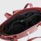 Burgundy tote handbag with detachable pouch by A Tailor Son
