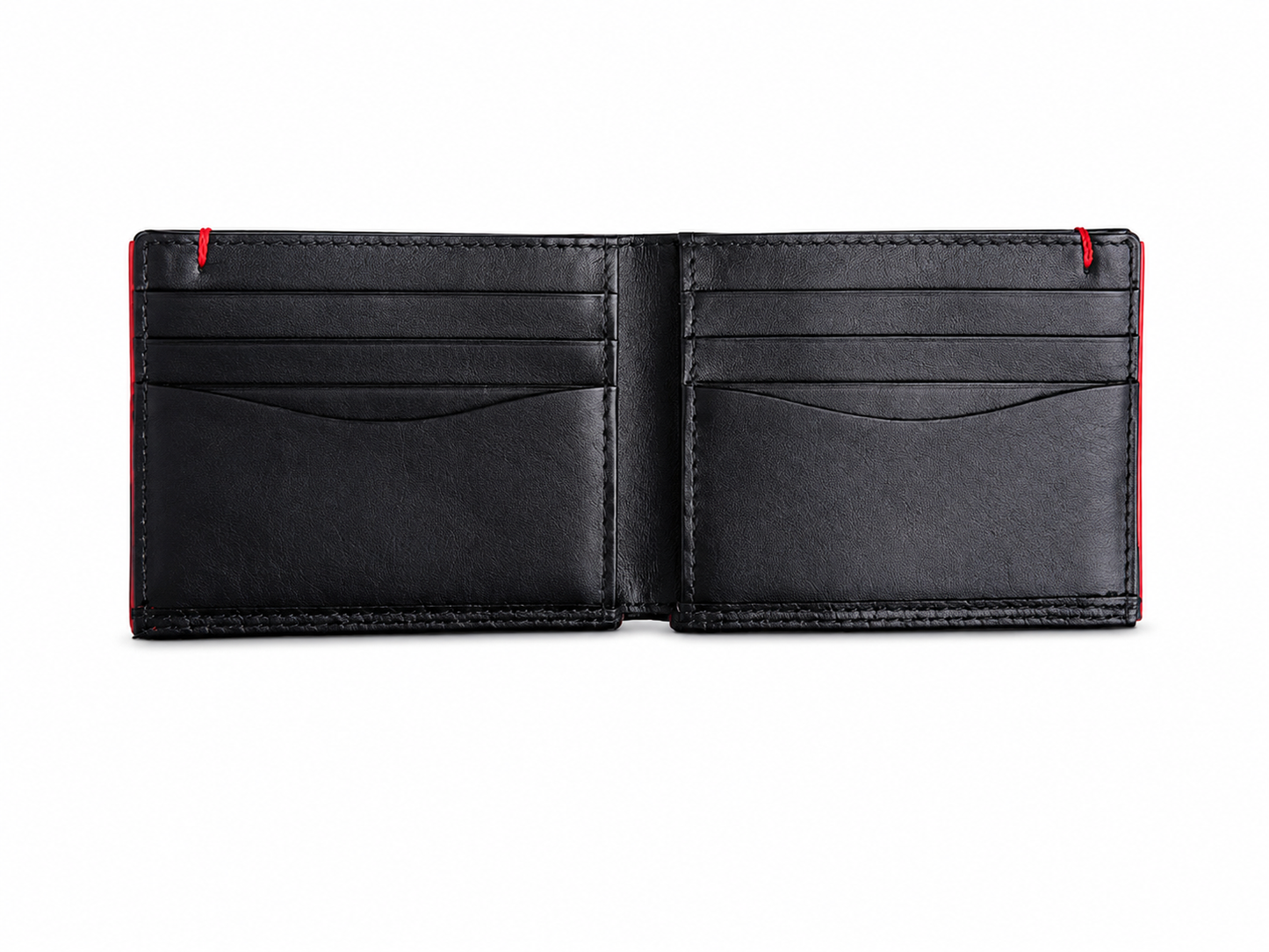 Premium Black Leather Wallet with Red Stitching