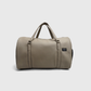 Cream weekender duffle bag with textured faux leather