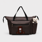 Elegant teddy patch baby bag with spacious storage, side bottle pockets, zipper closure, and modern minimalist design on light background.