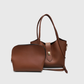 Front view of SIENNA brown shoulder tote bag with adjustable strap