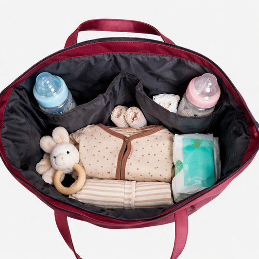 Large capacity maroon mommy diaper bag