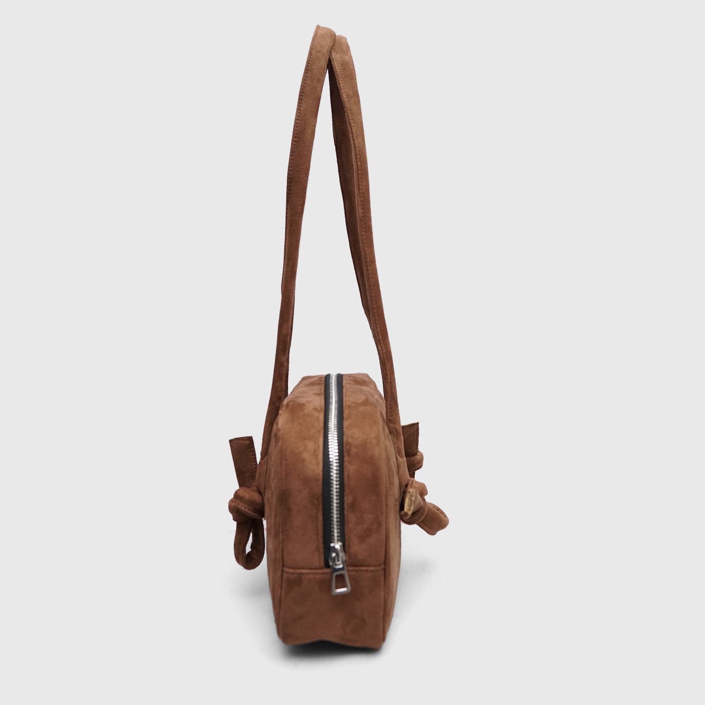 Lifestyle collage of SIENNA suede shoulder bag