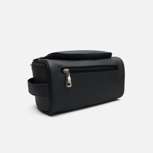 Midnight Minimal toiletry case black rexine travel organizer