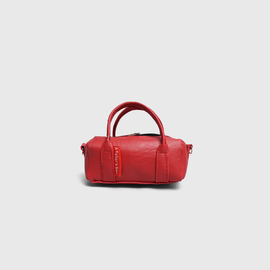 Mini cherry duffle keychain pouch