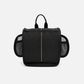 Minimal black toiletry bag with clean design and strong structure for travel use